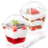 50 Pack 3.5 oz Mini Dessert Cups with Lids