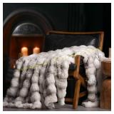 EverGrace Faux Rabbit Fur Throw Blanket, 50x60