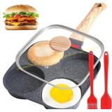 4-Cup Egg Pan Nonstick Omelette Pan with Lid