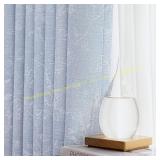 Blue Floral Jacquard Blackout Curtains, 84"