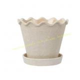 Texas House Wave Ceramic Planter Pot, Cream 8"