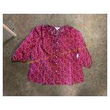 Time and Tru Cotton Button Front Blouse Sz M