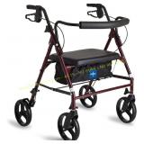 Medline Bariatric Rollator, 500 lb, Burgundy