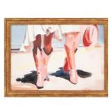 My Texas House Pink Boots Cowgirls Art 24x18