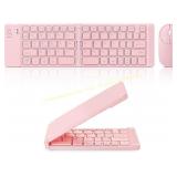 Mini Foldable Bluetooth Keyboard & Mouse Pink