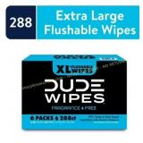 DUDE Wipes Unscented XL Flushable Wipes, 288W