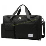 Travel Duffel Bag with Shoe Compartment, Black