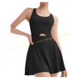 L Womens Athletic Tennis Dress with Shorts