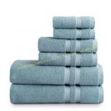 Mainstays Cotton 6-Piece Bath Towel Set, Blue