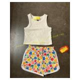 Wonder Nation Girls Floral Hem Shorts S, Beige Tan