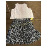White lace tank top Sz 3X & blue flower skirt XXXL