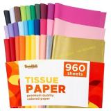 Colored Tissue Paper 14"x10", 30 Colors