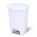 13 Gal White Step-On Trash Can with Odor Lid