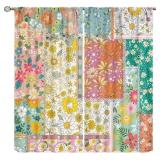 Boho Patchwork Curtains 42x45, 2 Panels