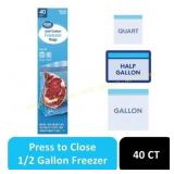 2pk 40ct Great Value Double Zipper Freezer Bags,