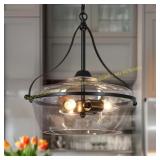 KSANA Black Glass Chandelier, 3-Light Pendant
