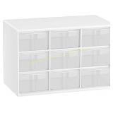 Desk Drawer Organizer, 9 Clear Drawers, White