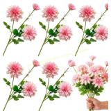 6 Pcs Artificial Dahlia Flowers 16.54" 3 Heads
