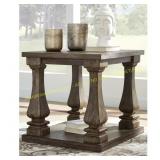 Johnelle Gray Wood End Table with Shelf