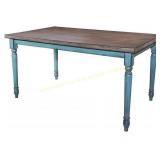 HomeStock Coastal Dining Table, Teal & Grey