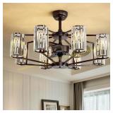 34" Crystal Chandelier Fan, 8 Lights