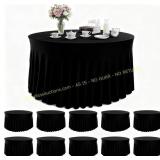 10 White Round Tablecloths 60in/120in Skirts