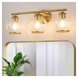 Mecgirn Brushed Gold Vanity Light, 3 Light