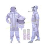 3-Layer Bee Suit with Veil & Gloves, White XL