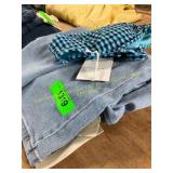 Blue bikini with top & S wide leg jeans