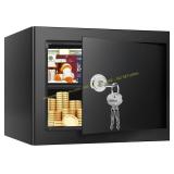 Safe Box with Key Lock, 0.77 CUFT Steel Safe