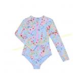 Wonder Nation Girls Rash Guard Zip Swimsuit