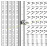 6 Pcs Shelf Pilaster & 36 Clips, Silver