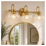 Gold 3-Light Vanity Lights with Glass Shades