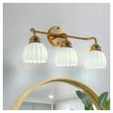 Vintage Brass 3-Light Vanity with Tulip Shade