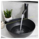 Stone Resin Vessel Sink with Faucet & Drain