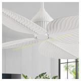 52" Tropical Ceiling Fan with Remote, White
