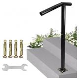 Single Post Handrail 38" H Black for Steps