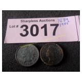1889 and 1905  Indian head pennies