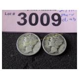 2 1941 mercury dimes