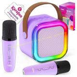 IROO Mini Karaoke Machine, 2 Mics, Purple