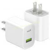 2 Pack USB C Charger Block, 20W Dual Port