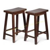 PJ Wood Saddle-Seat Counter Stools, Walnut