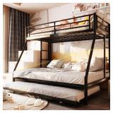 SUNLEI Twin/Full Bunk Beds, Trundle, Metal