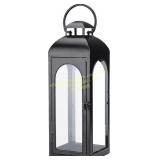 Black Metal Lantern 16" Hurricane with Glass
