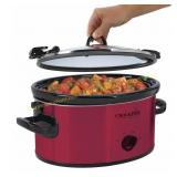 6 Qt Red Slow Cooker with Glass Lid