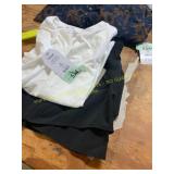 S white shirt & S black shorts