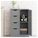 Walsunny 4-Drawer Floor Storage Cabinet, Gray