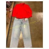 High rise jeans Sz 18 & Button up top Sz 3X
