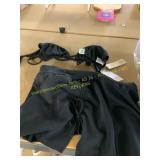 L Black swim skirt and M black top