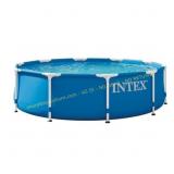 Intex 10x2.5ft Round Metal Frame Pool, Blue-  rust